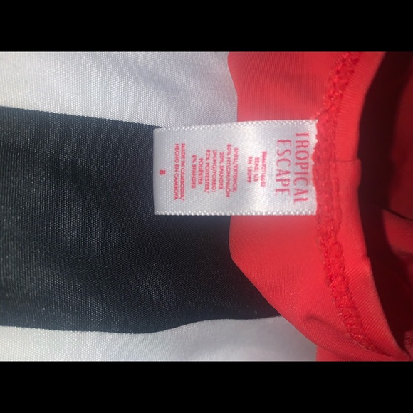 Fire Red Rouched One Piece Swimsuit - Picture 3 of 3